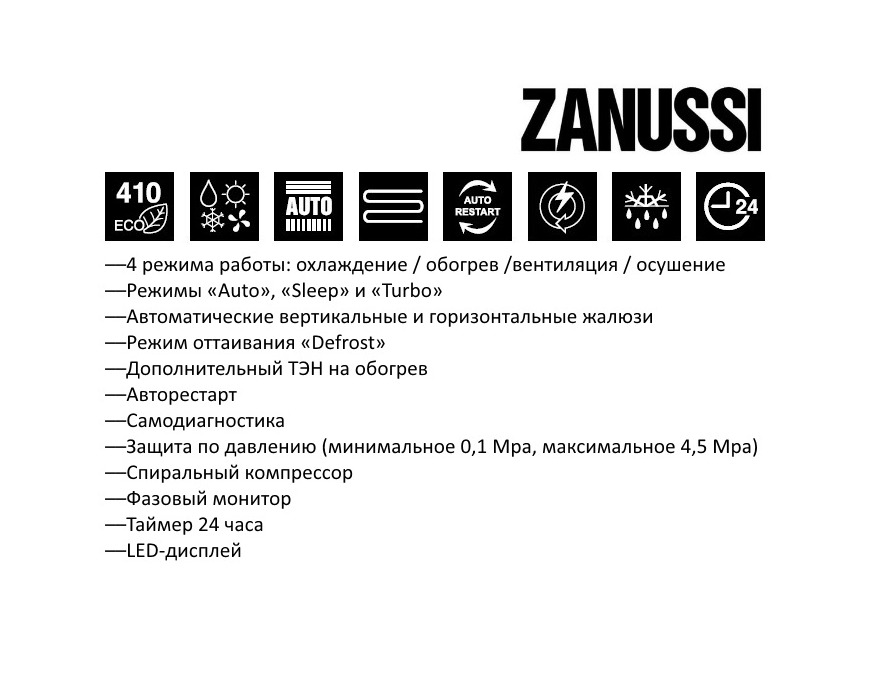 Колонный кондиционер Zanussi ZACF-24H/N1